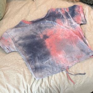Women’s Tie-Dye crop Shirt - Pink and Blue